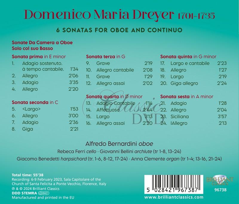 Domenico Maria Dreyer: 6 Sonatas for Oboe and Continuo (CD)