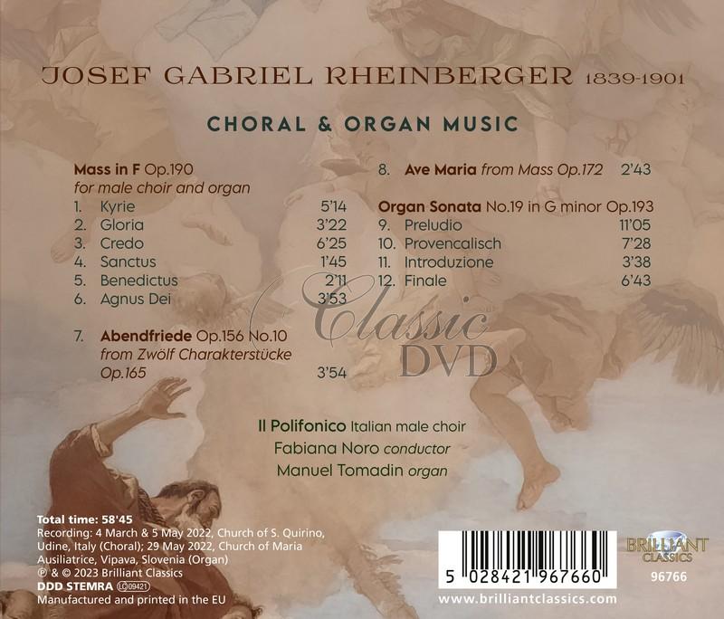 Rheinberger: Messe in F Op.190, Ave Maria, Organ Sonata No.19 Op.193 (CD)