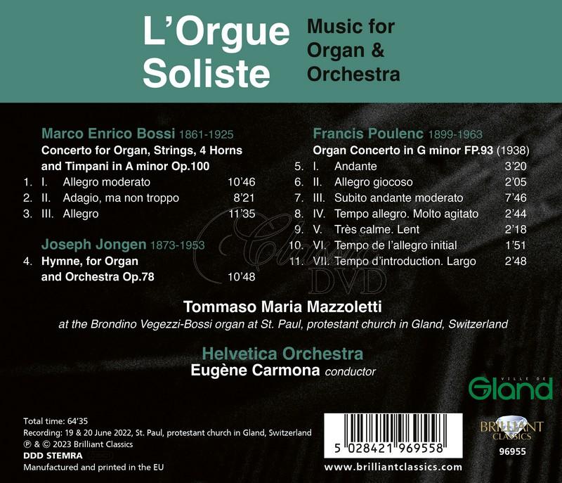 L'Orgue Soliste: Music for Organ & Orchestra, Bossi, Jongen, Poulenc (CD)