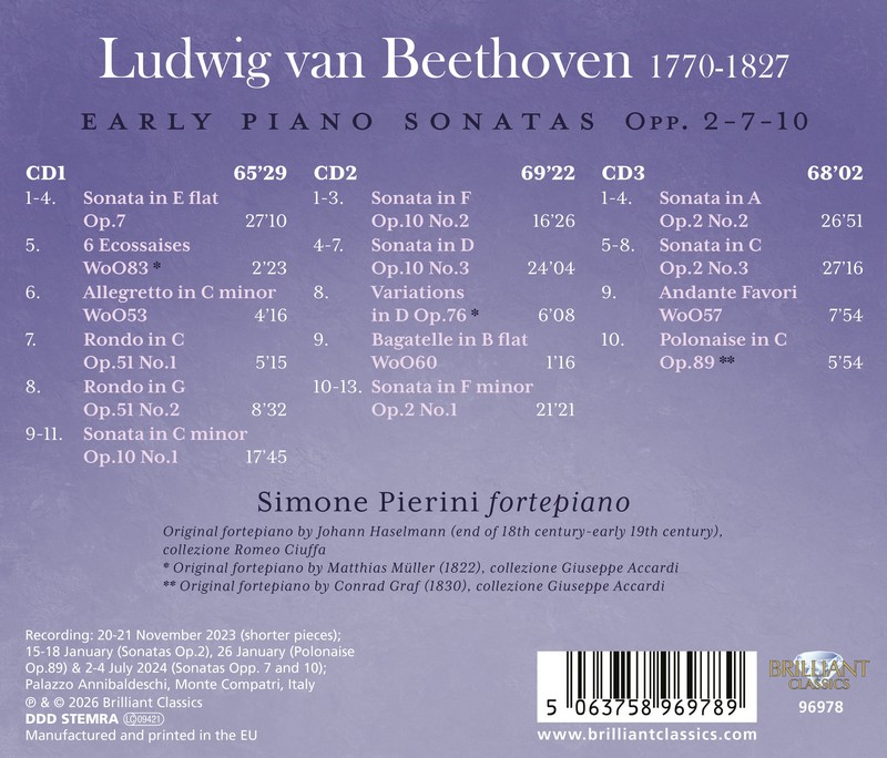Beethoven: Early Piano Sonatas Opp. 2-7-10 (3CD)