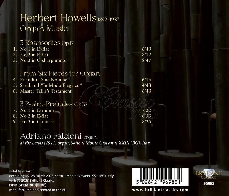 Herbert Howells: Organ Music; Rhapsody & Psalm-Prelude (CD)