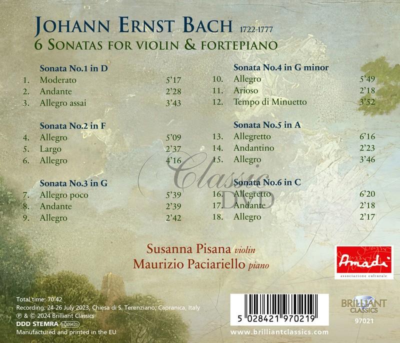 J.E. Bach: 6 Sonatas for Violin & Fortepiano (CD)