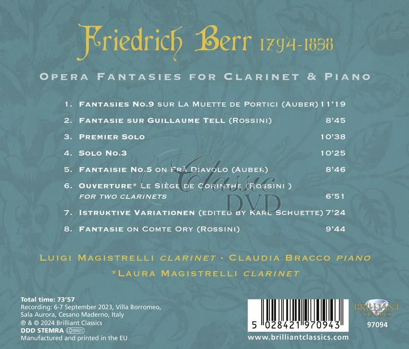 Friedrich Berr: Opera Fantasies for Clarinet & Piano (CD)