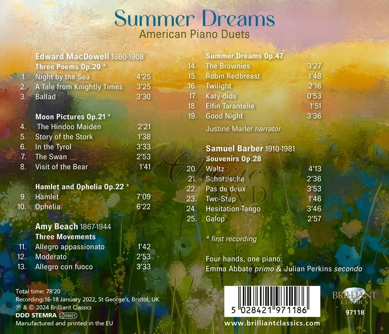 Summer Dreams: American Piano Duets by Beach, MacDowell & Barber (CD)
