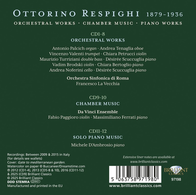 Respighi: Orchestral Works, Chamber Music, Piano Works (12CD)