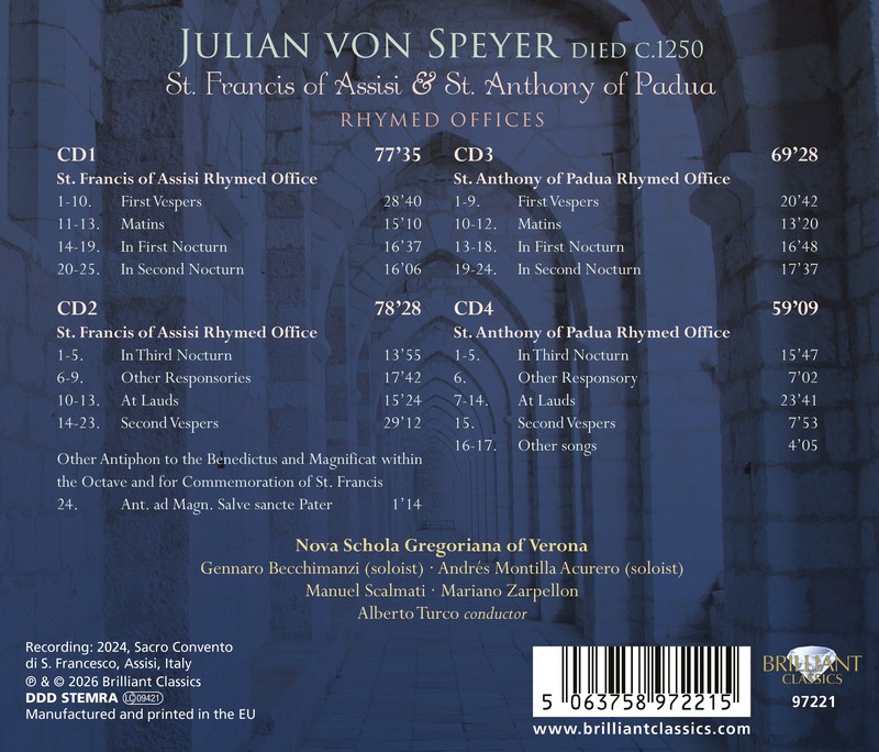 Von Speyer: St. Francis of Assisi & St. Anthony of Padua, Rhymed Offices (4CD)