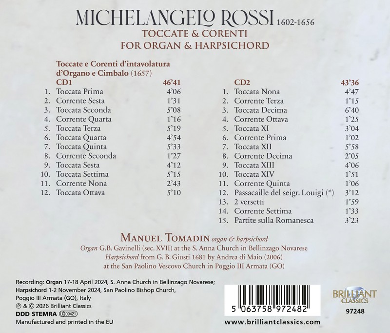 Rossi: Toccate & Corenti for Organ & Harpsichord (2CD)