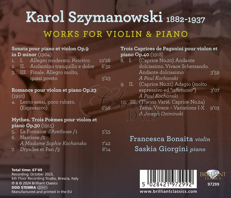 KAROL SZYMANOWSKI Works for Violin & Piano (CD)