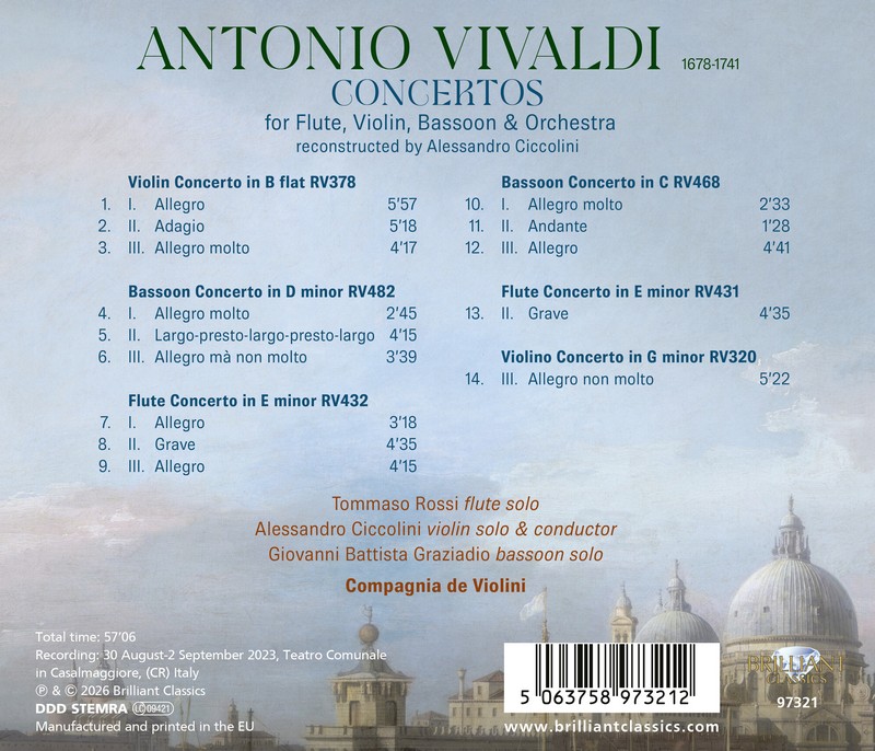 Vivaldi Concertos for Flute, Violin, Bassoon & Orchestra (CD)