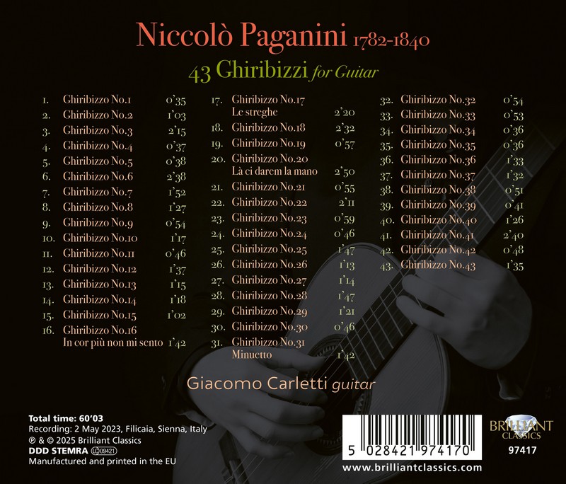 Paganini: 43 Ghiribizzi for Guitar (CD)