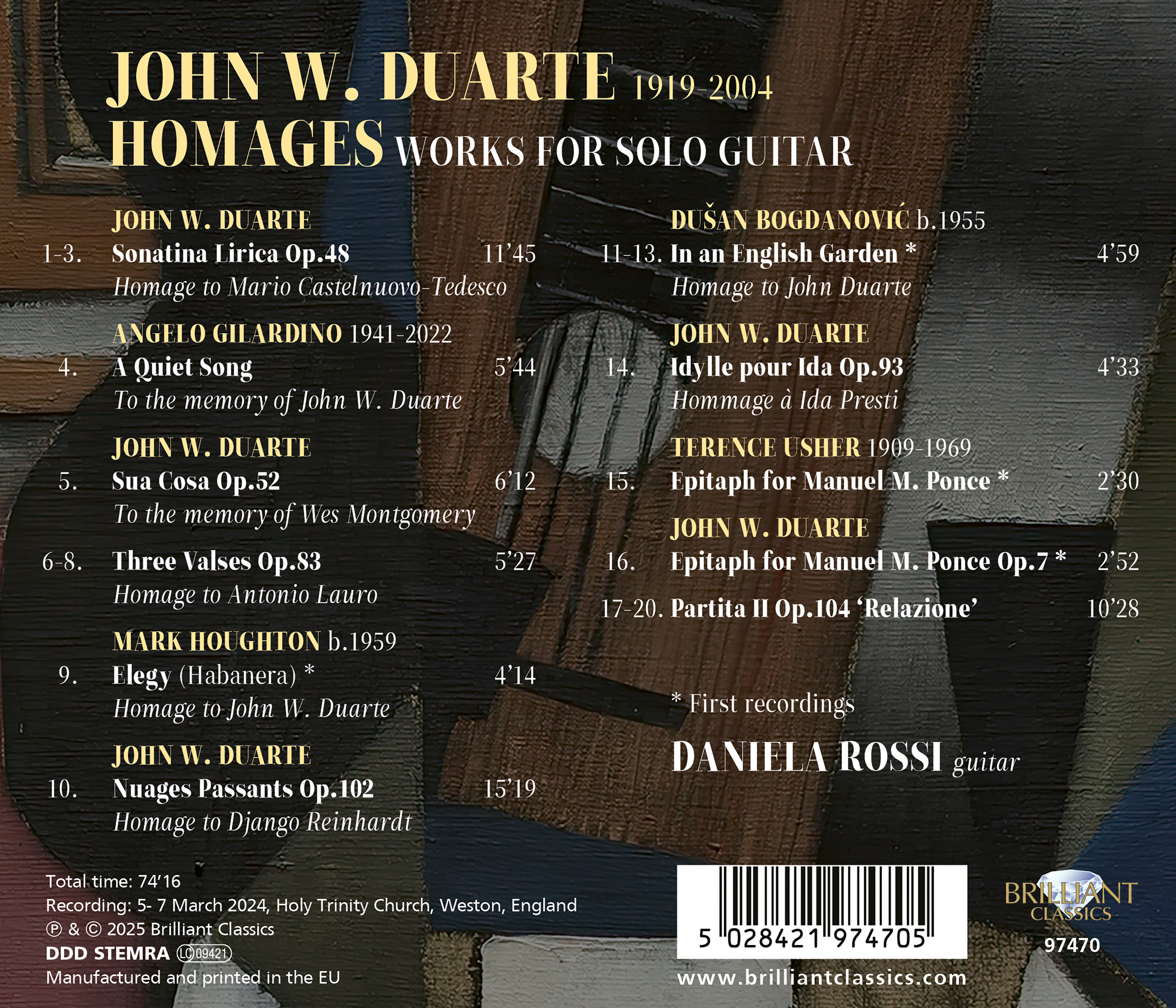 Duarte: Homages, Works for Solo Guitar (CD)