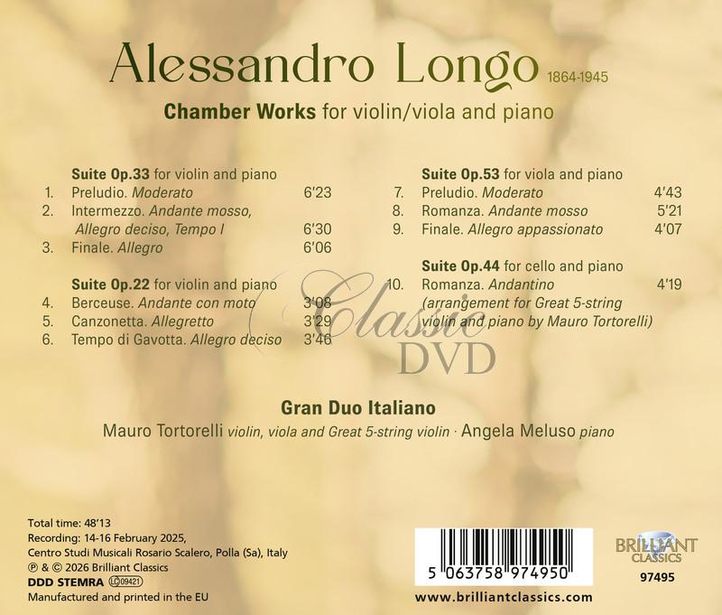 Longo: Chamber Music for Violin/Viola & Piano (CD)