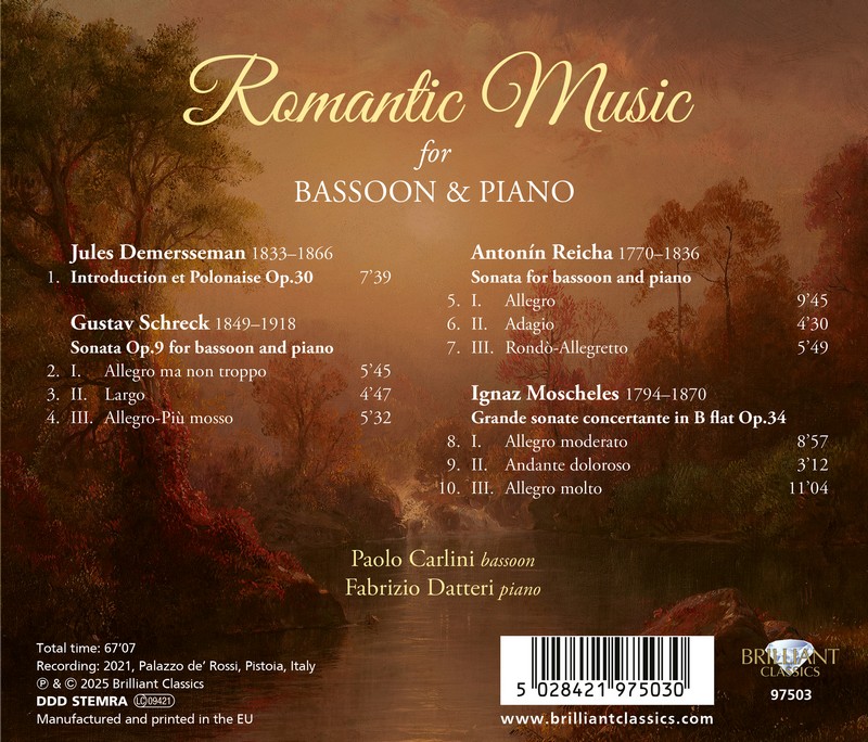 Romantic Music for Bassoon & Piano: Demersseman, Moscheles, Reicha & Schreck  (CD)
