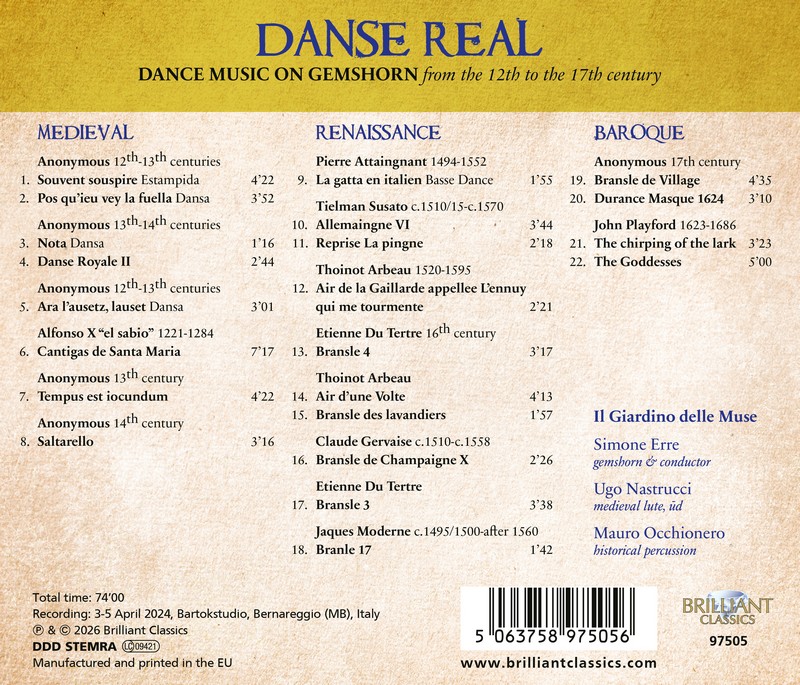 Danse Real: Dance Music on Gemshorn from the 12th-17th centuries (CD)