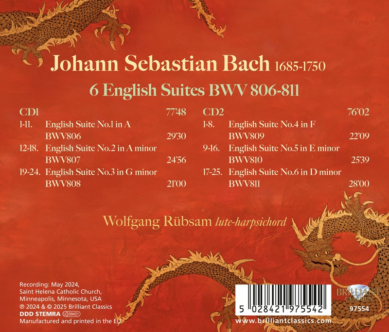 J.S. Bach 6 English Suites BWV 806-811 (2CD)