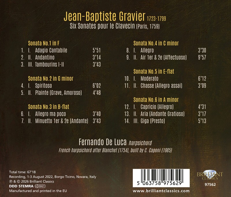 Gravier: Six Sonates pour le Clavecin (CD)