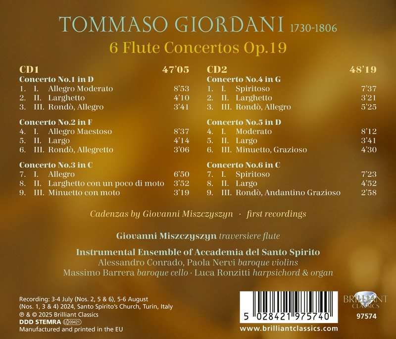 Giordani: 6 Flute Concertos (2CD)