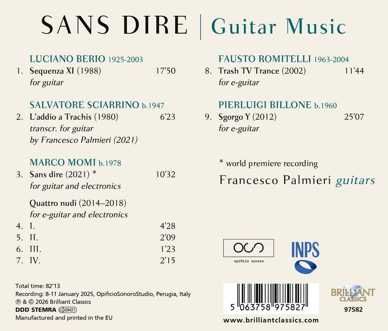 Sans Dire, Guitar Music (CD)