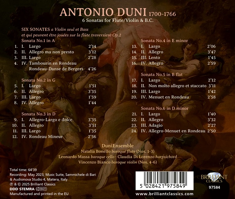 Duni: 6 Sonatas for Flute/Violin & B.C. (CD)