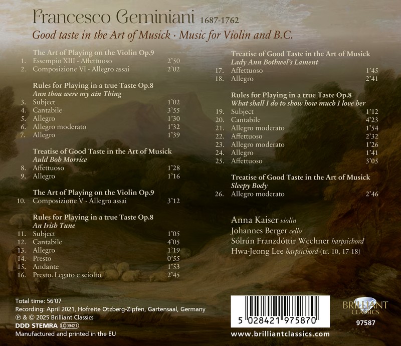 Geminiani: Good Taste in the Art of Musick, Music for Violin and B.C. (CD)