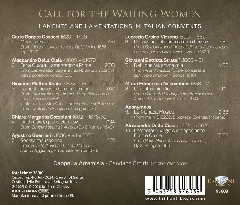 Call for the Wailing Women, Laments and Lamentations in Italian Convents (CD)