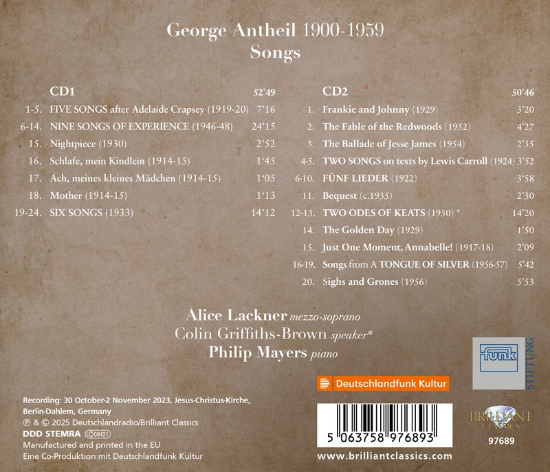 Antheil: Songs (2CD)
