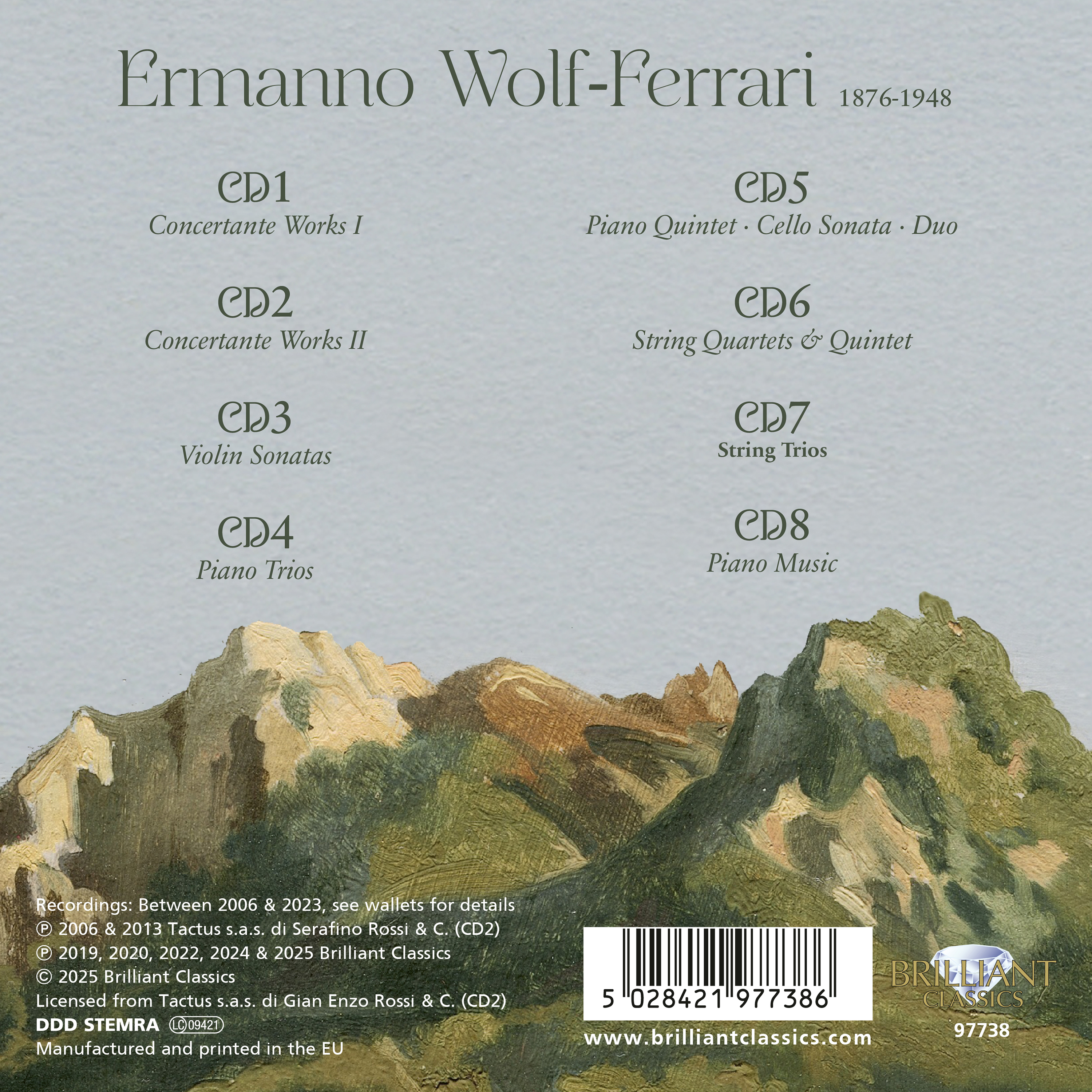 Wolf-Ferrari: Concertante Works, Chamber Music, Piano Music (Italian Romantics Series) (8CD)