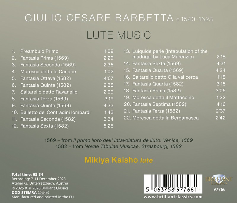 Barbetta: Lute Music (CD)