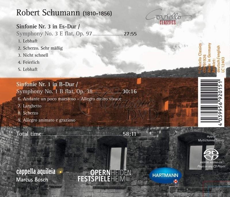 Schumann: Symphony No. 3 E flat, Op. 97. Symphony No. 1 B flat, Op. 38. Marcus Bosch (SACD)