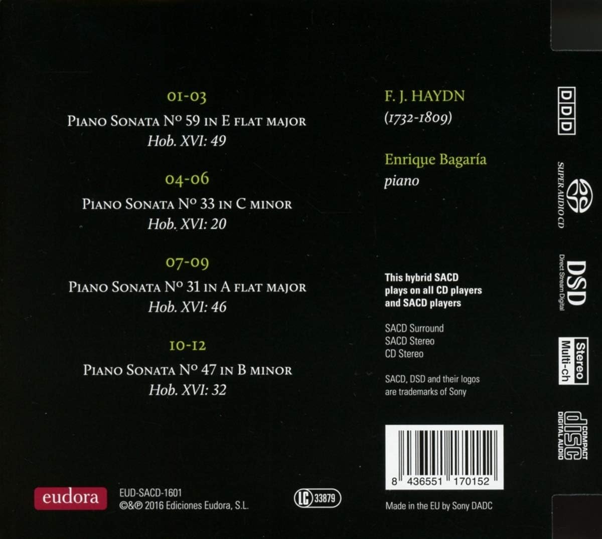 Enrique Bagaría plays Haydn - Sonatas N. 31, 33, 47 & 59 (SACD)