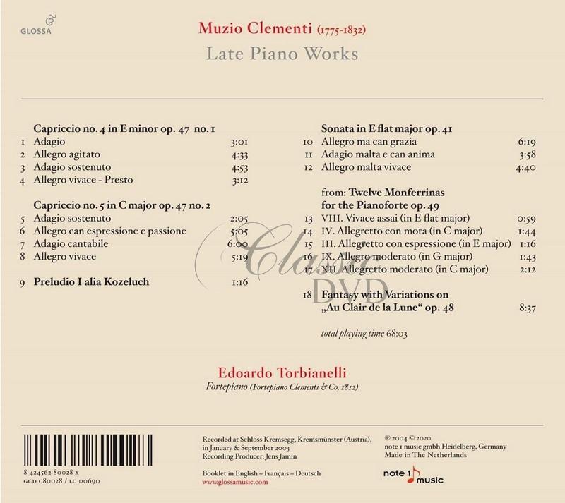 Muzio Clementi: Late Piano Works. Edoardo Torbianelli (CD)