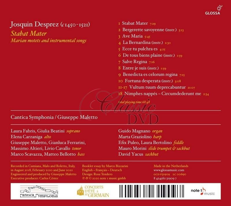 Josquin Desprez: Stabat Mater, Marian Motets And Instrumental Songs (CD)