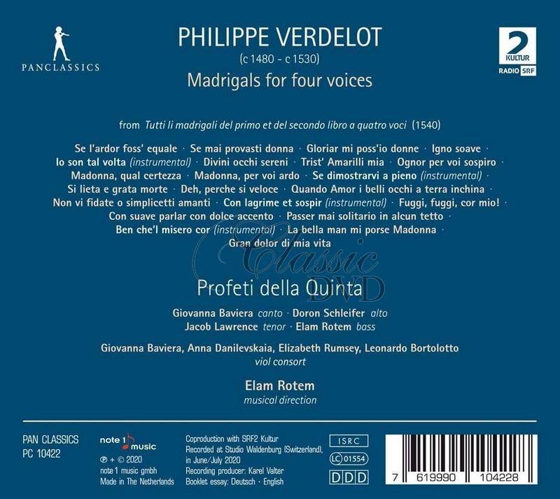 Philippe Verdelot: Madrigals For Four Voices – Profeti Della Quinta (CD)
