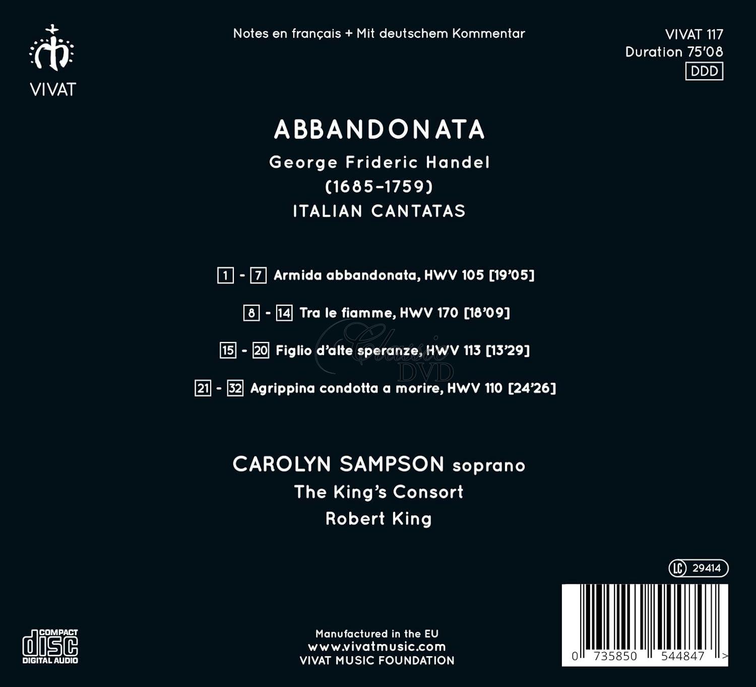 Abbandonata: Handel Italian Cantatas (CD)