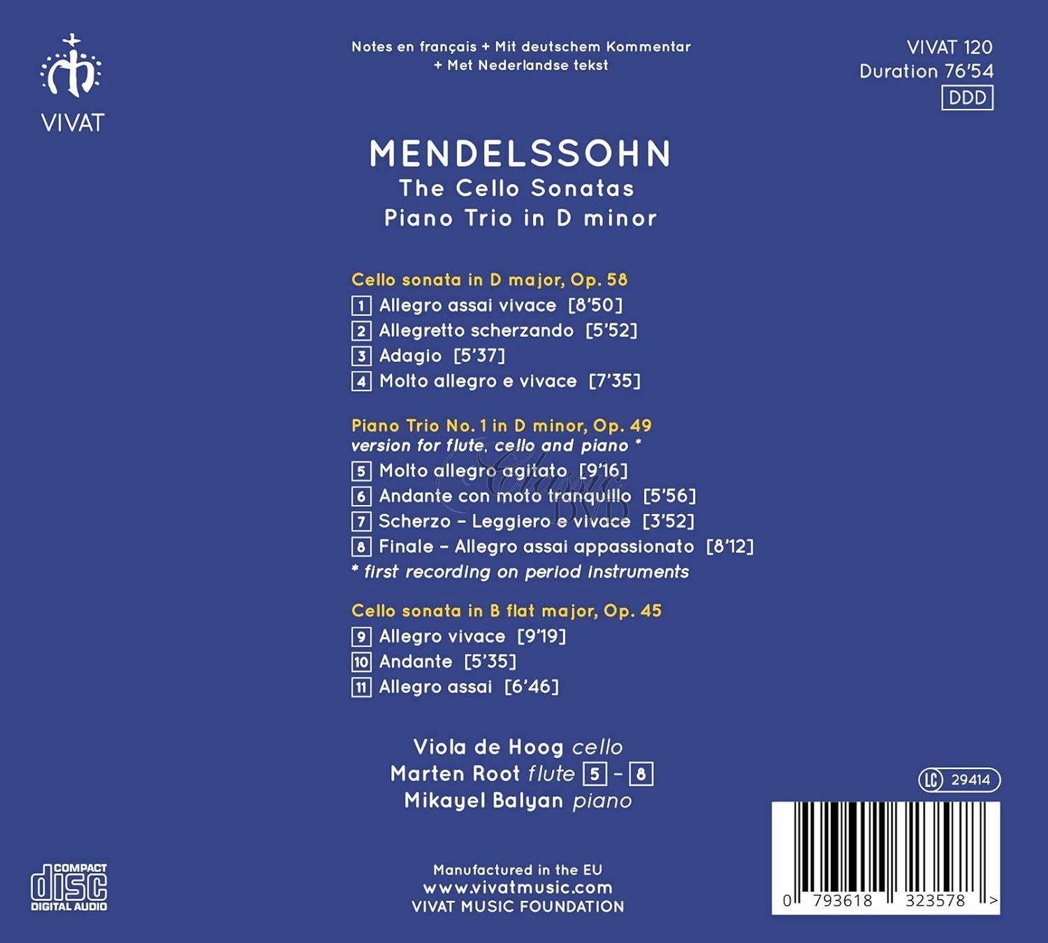 Mendelssohn: The Cello Sonatas & Trio in D minor (CD)