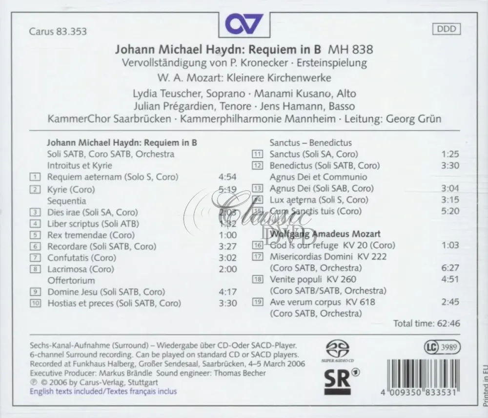 HAYDN,J.M.: Requiem in B (SACD)