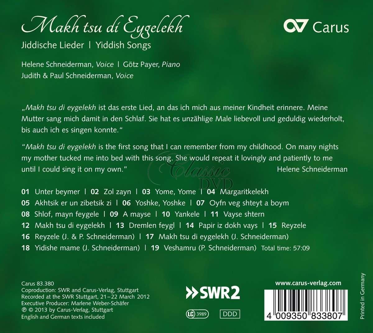 MAKH TSU DI EYGELEKH Yiddish Songs (CD)