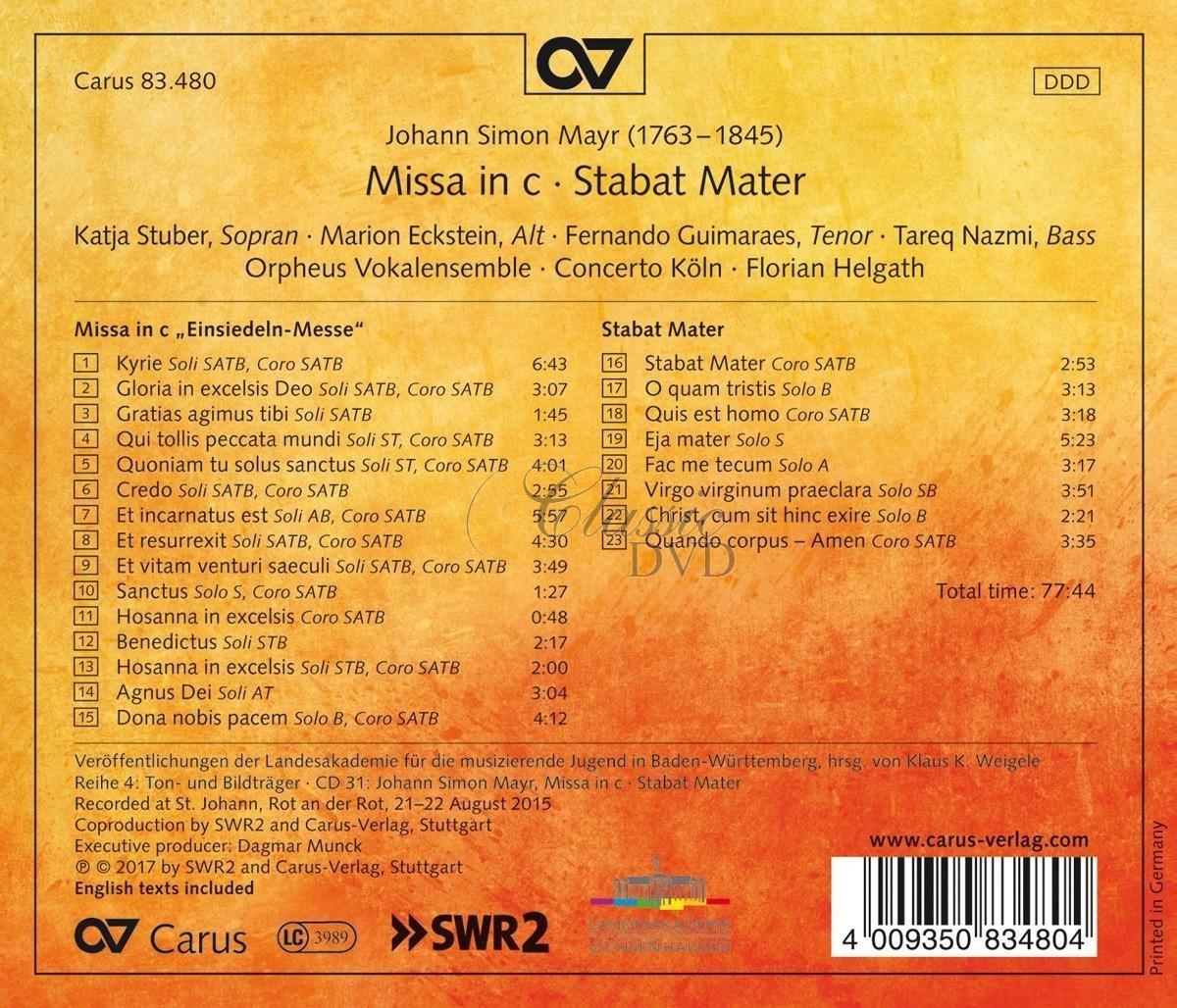 Johann Simon Mayr: Missa in C minor & Stabat Mater (CD)