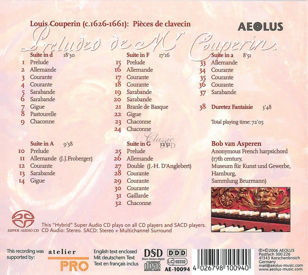 Louis Couperin: Préludes de Mr Couperin – Pièces de Clavecin, Vol. 1 (SACD)