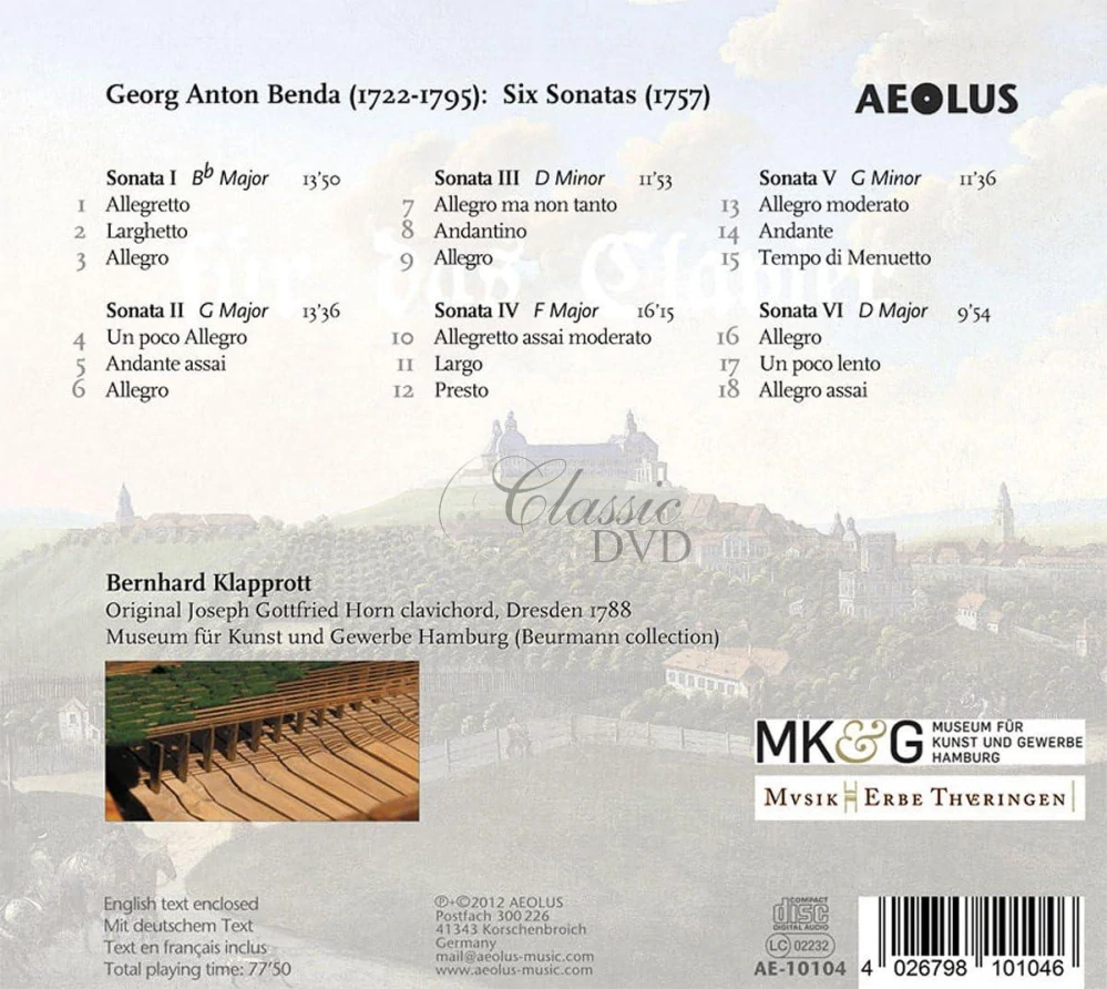 Georg Anton Benda: Six Sonatas for Clavichord (1757) (CD)