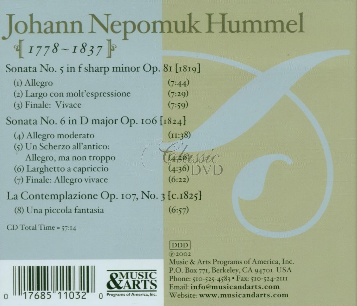 Johann Nepomuk Hummel (1778–1837) - Two Sonatas for Fortepiano (CD)