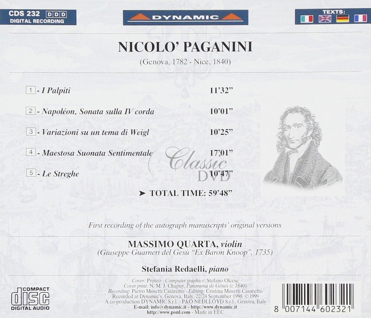 PAGANINI,N.: Works for Violin & Piano (CD)