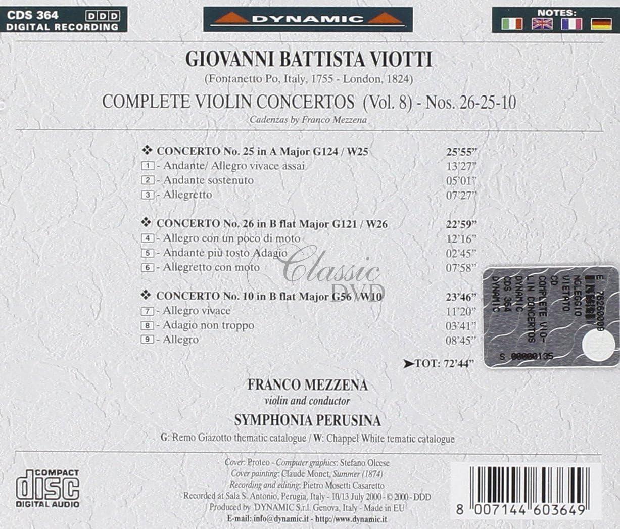 VIOTTI,G.B.: Complete violin concertos 10,25,26 (CD)
