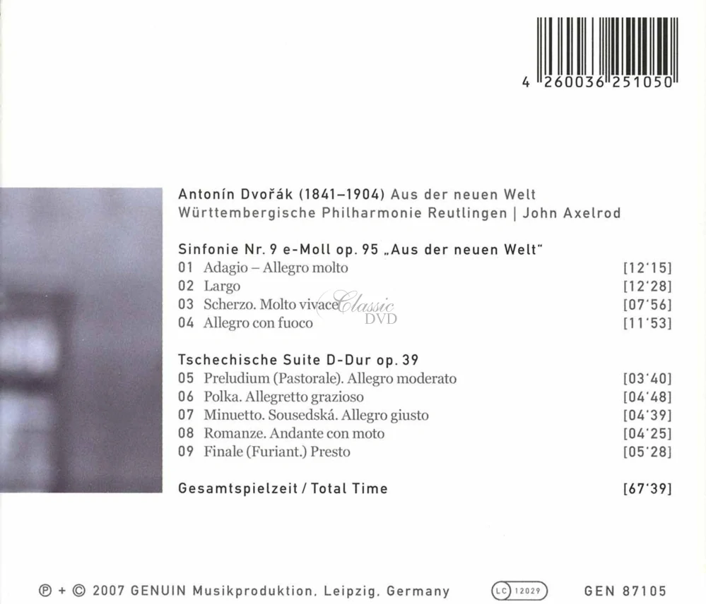 Antonín Dvořák (1841–1904) - Symphony No. 9 in E minor, Op. 95 “From the New World”, Czech Suite in D major, Op. 39 (CD)