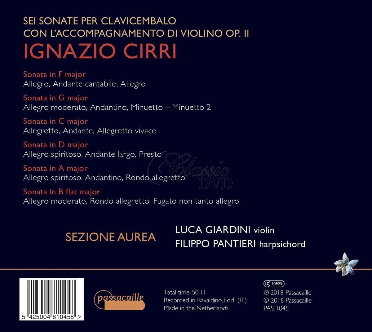 Ignazio Cirri: Violin Sonatas Op. 2 (CD)