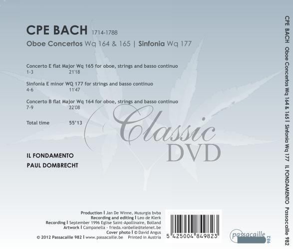 C.P.E. Bach: Oboenkonzerte Wq 164 & Wq 165/Sinfonie e-Moll Wq 177 (CD)