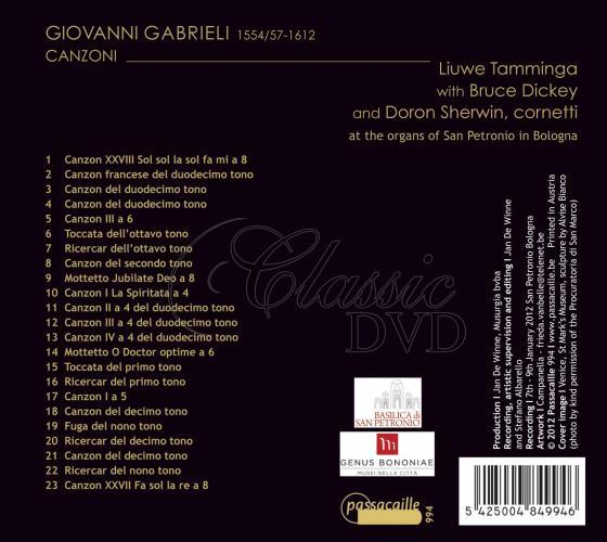 GIOVANNI GABRIELI Canzoni (CD)