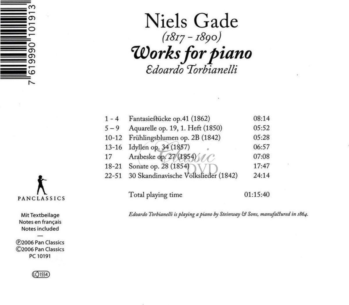 GADE, NIELS: Piano Music. / Edoardo Torbianelli (CD)