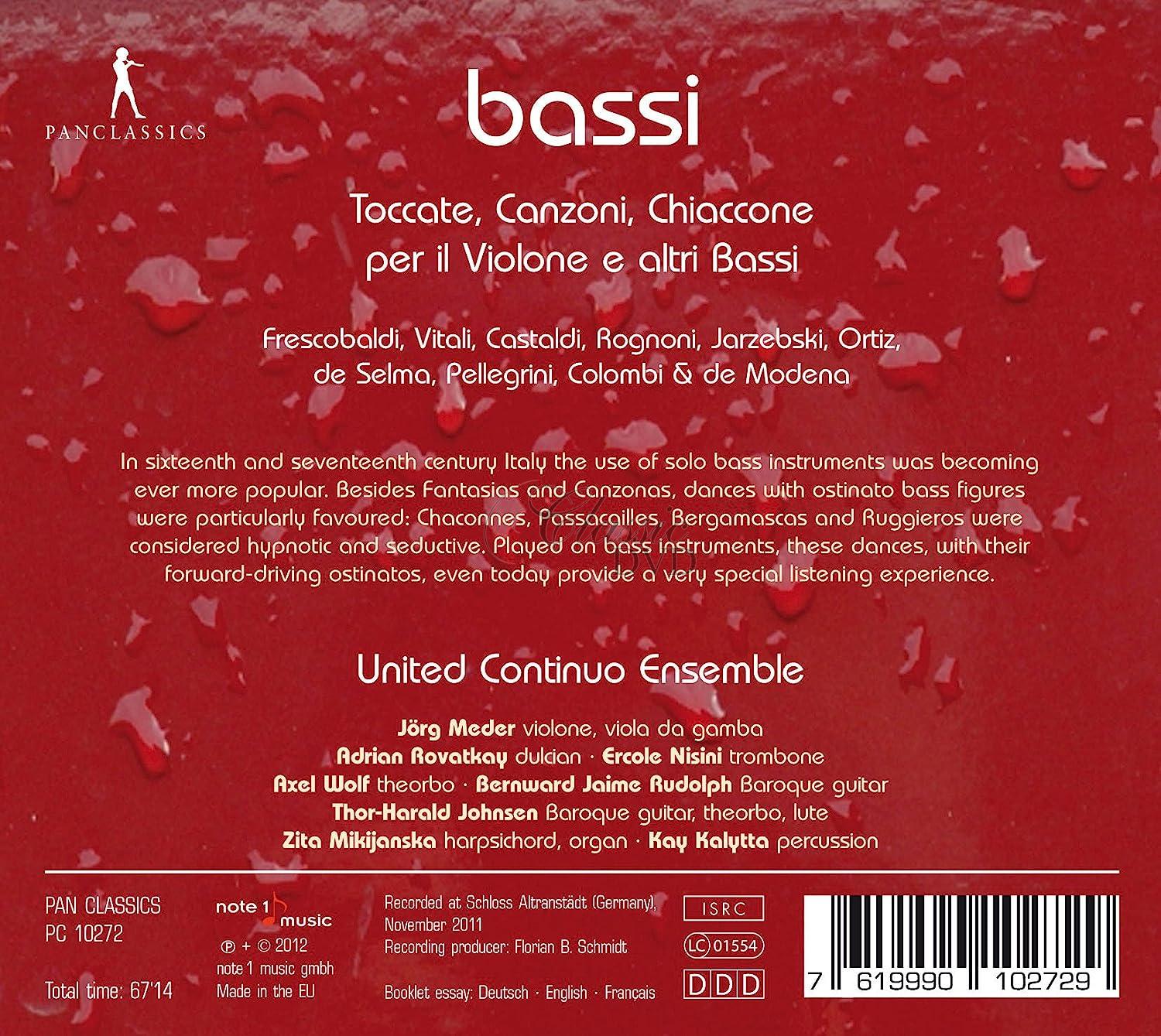 Toccate, Canzoni, Chiaconne Per Il Violone E Altri Bassi: Works By Frescobaldi, Modena, Pellegrini (CD)