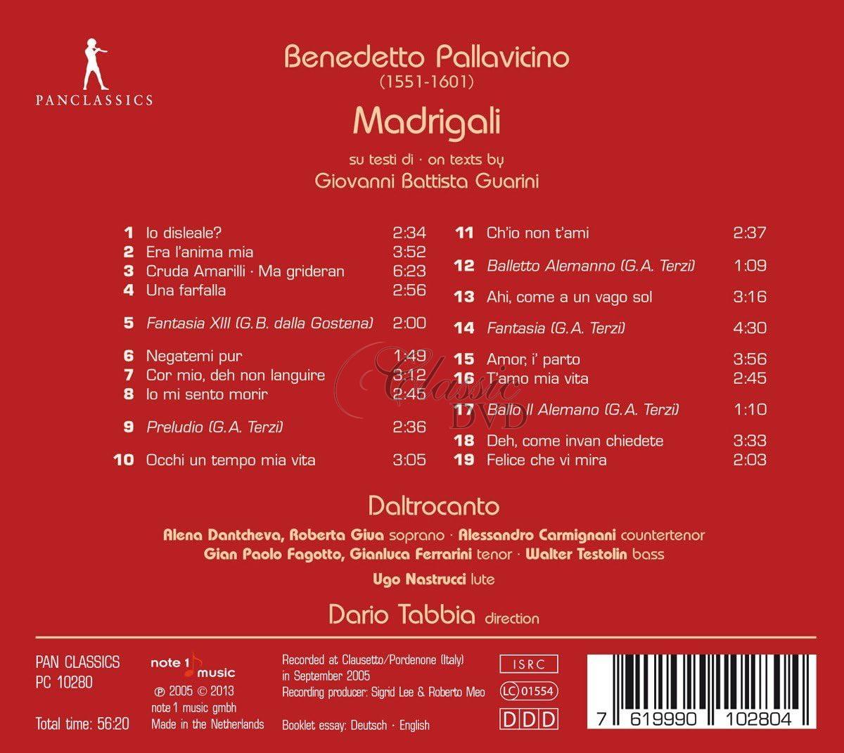Benedetto Pallavicino MADRIGALI – on texts by Giovanni B. Guarini (CD)